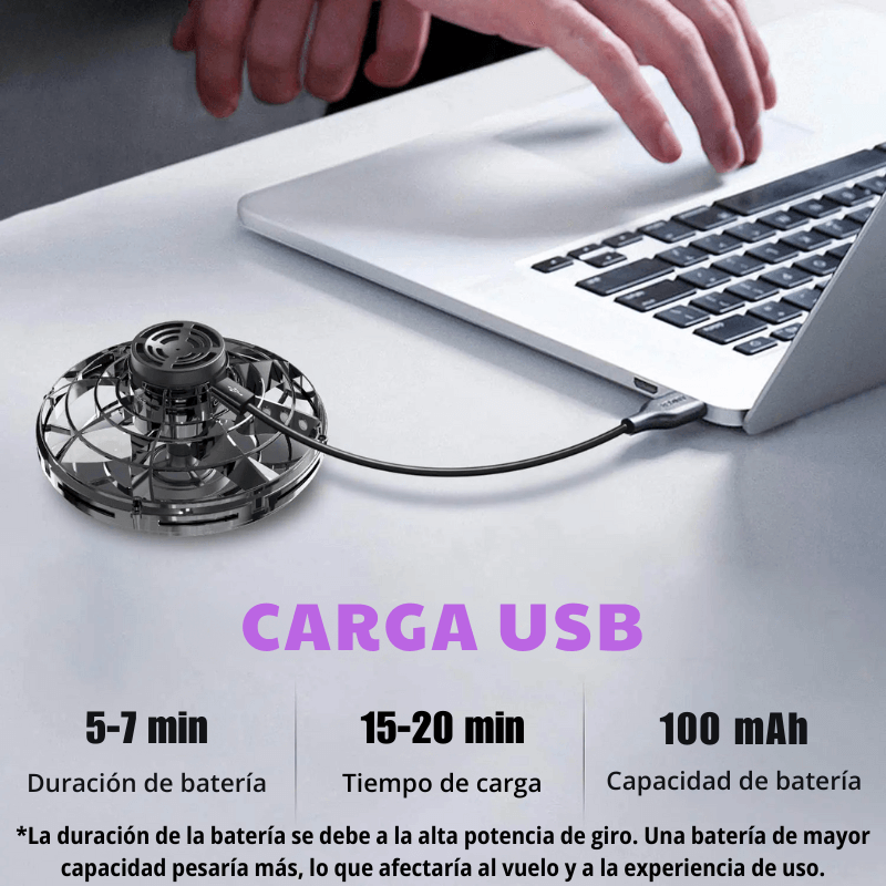 Peonza Flotante - Con carga USB y luces LED