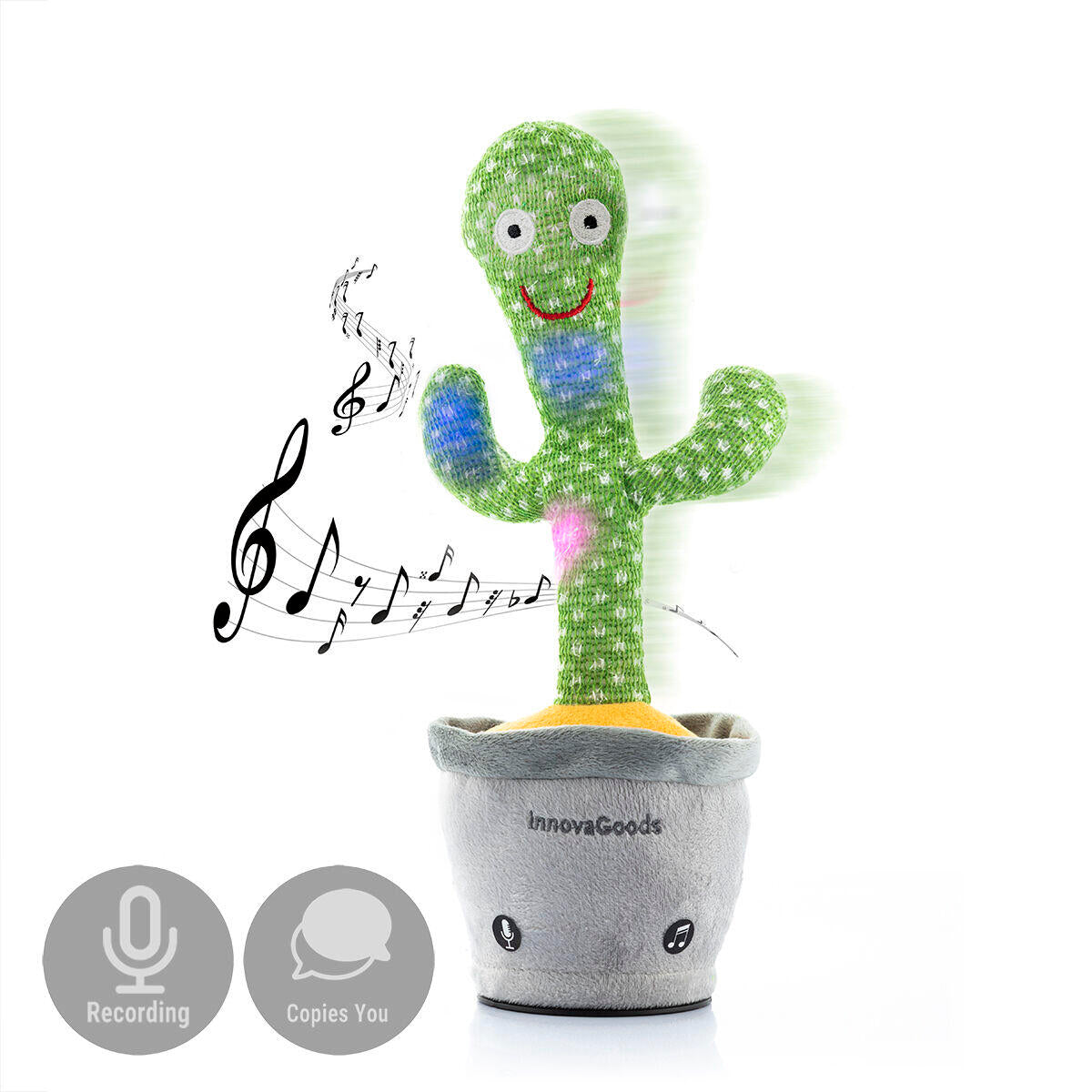 Cactus Bailarín y Parlanchín Recargable con Música y LED Multicolor – Cacxi InnovaGoods