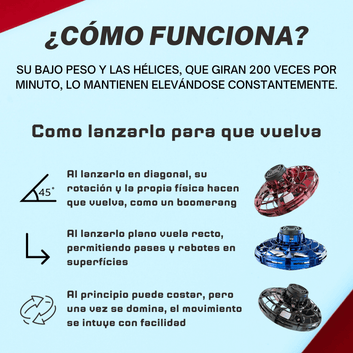 Peonza Flotante - Con carga USB y luces LED