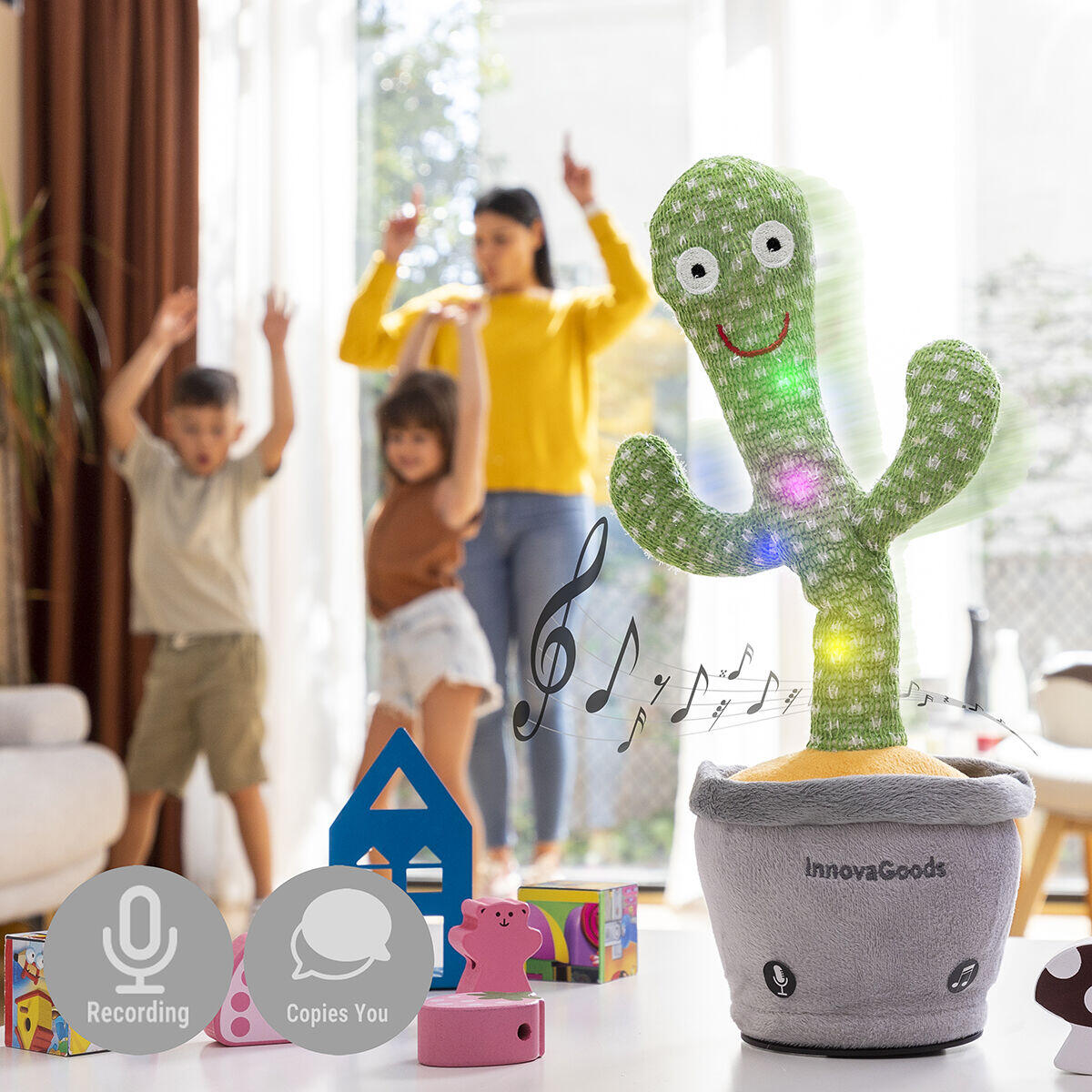 Cactus Bailarín y Parlanchín Recargable con Música y LED Multicolor – Cacxi InnovaGoods
